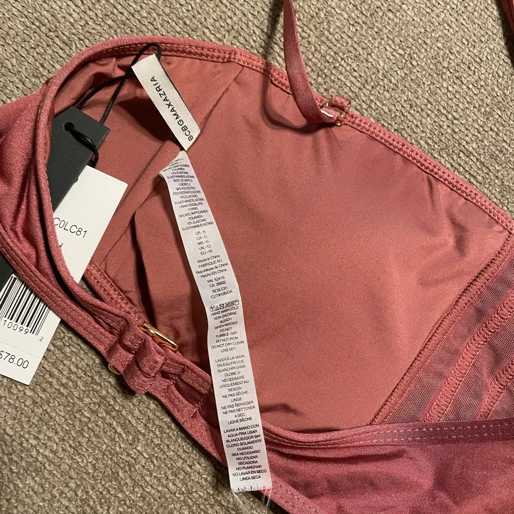 BCBGMaxAzria Apricot Blush Seams Bandeau Bikini Top, size 8, NWT - Picture 6 of 9